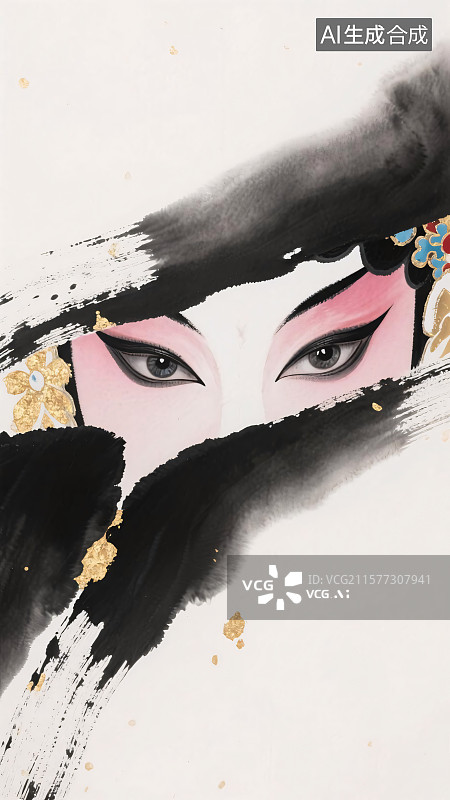 【AI数字艺术】水墨画戏曲人物插画图片素材