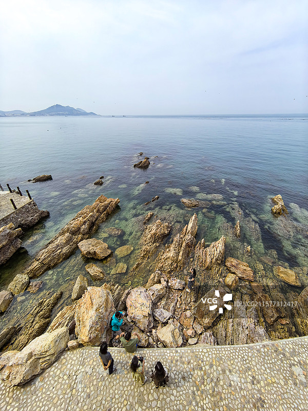 俯瞰长岛望夫礁风景区礁石全景图片素材
