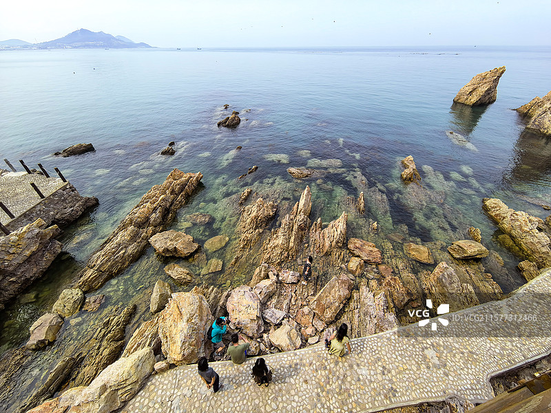 俯瞰长岛望夫礁风景区礁石全景图片素材