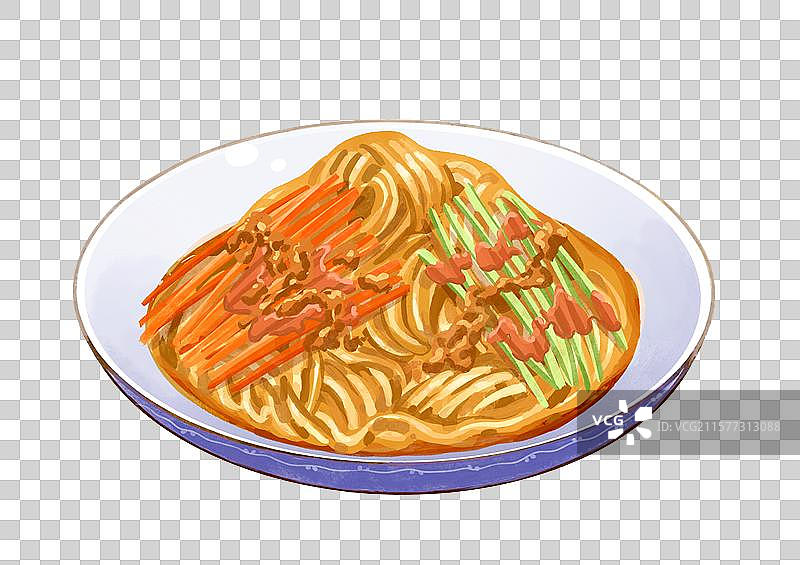 凉面冷面夏天美食手绘插画元素图片素材