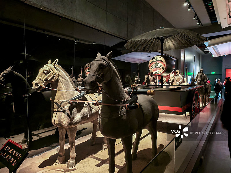 海昏侯国遗址博物馆内的汉代王侯车马出行示意模型图片素材