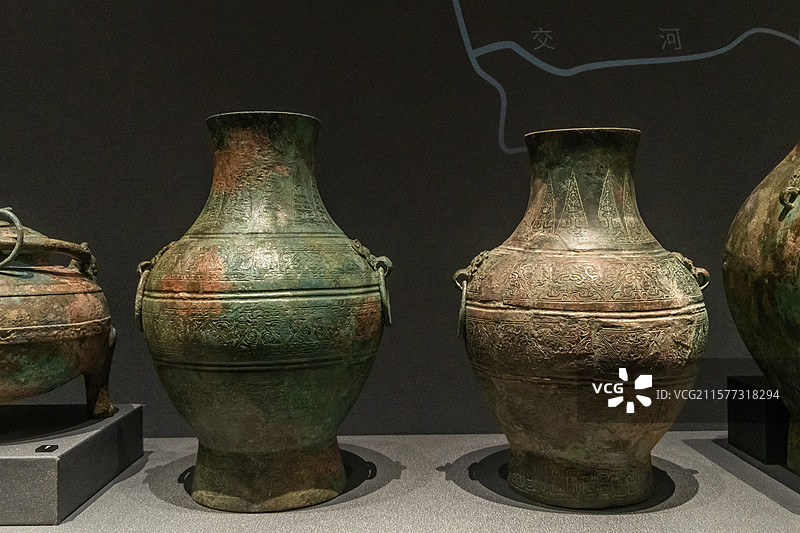 陕西考古博物馆铜壶战国公元前475-前221年2017年咸阳渭城区坡刘墓地M3图片素材