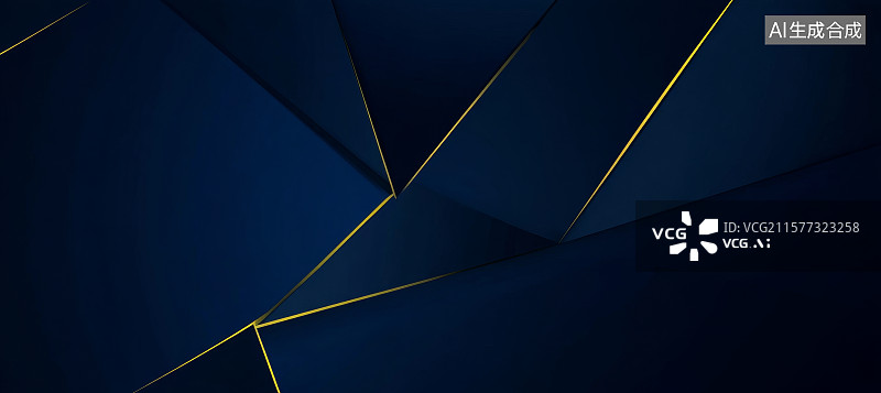 【AI数字艺术】深蓝几何背景与金色线条图片素材