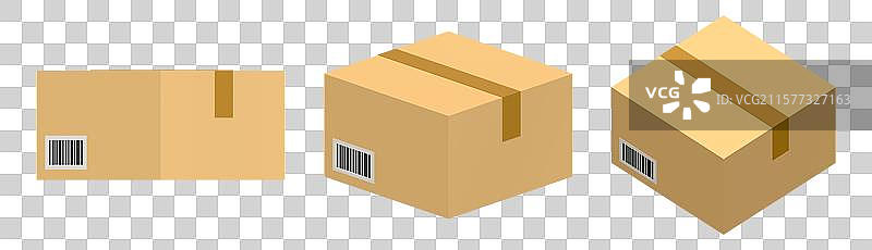 3D多角度纸箱子插画元素图片素材