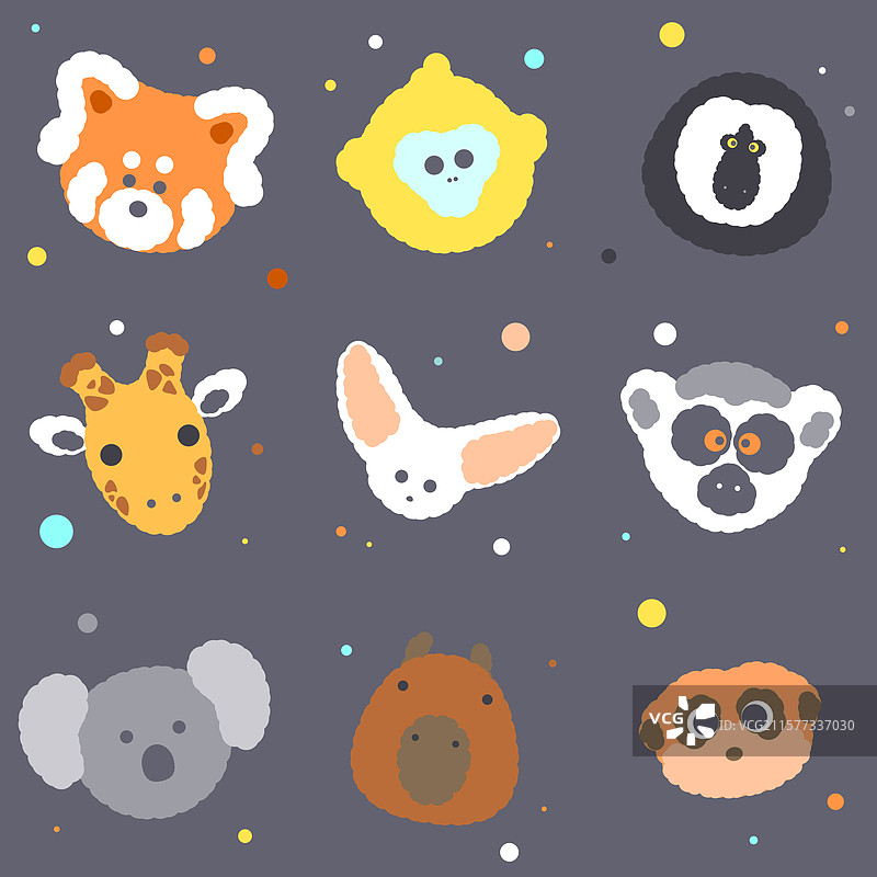 可爱动物大头贴图片素材