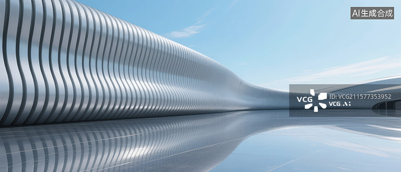 【AI数字艺术】未来感金属结构与光滑地面图片素材