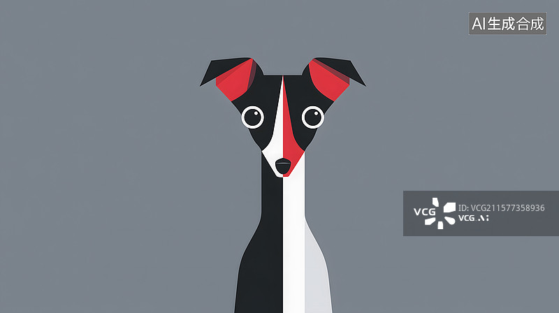 【AI数字艺术】几何犬影撞色构萌趣图片素材