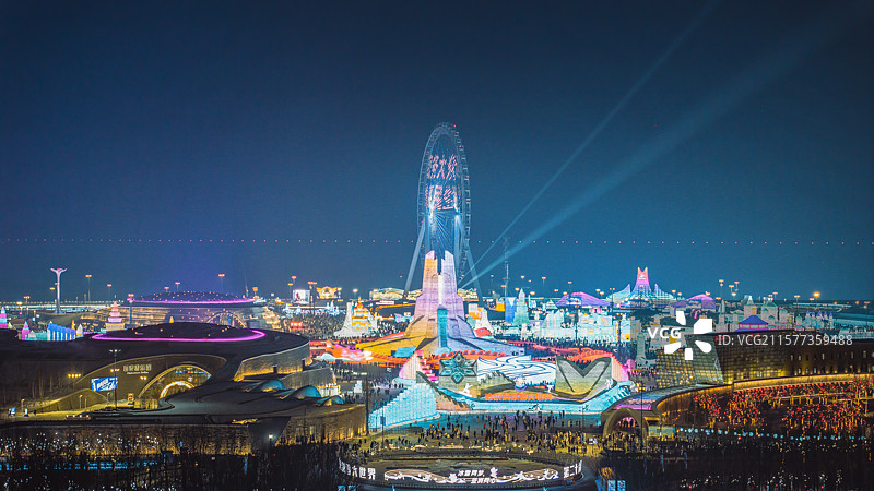 哈尔滨冰雪大世界夜景图片素材