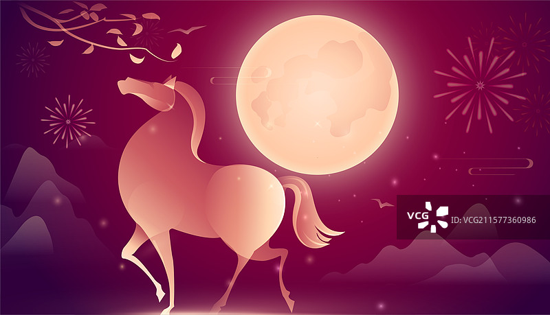 中国风中秋马年庆典海报设计图片素材