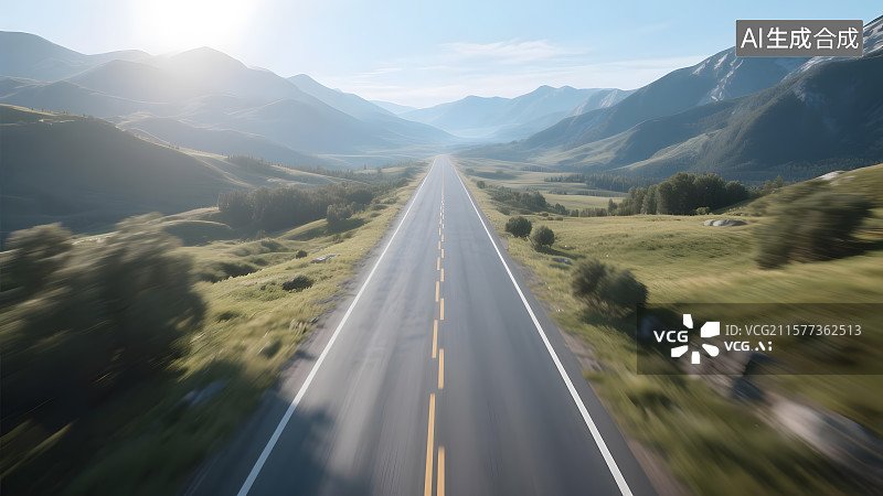 【AI数字艺术】户外道路飞驰图片素材