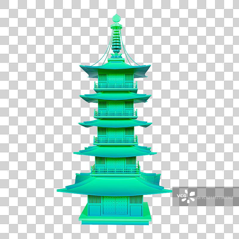 3D立体苏州地标建筑寒山寺图片素材