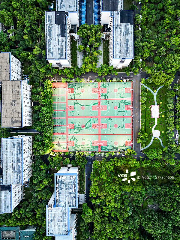 湖北武汉南湖畔中南民族大学航拍图片素材