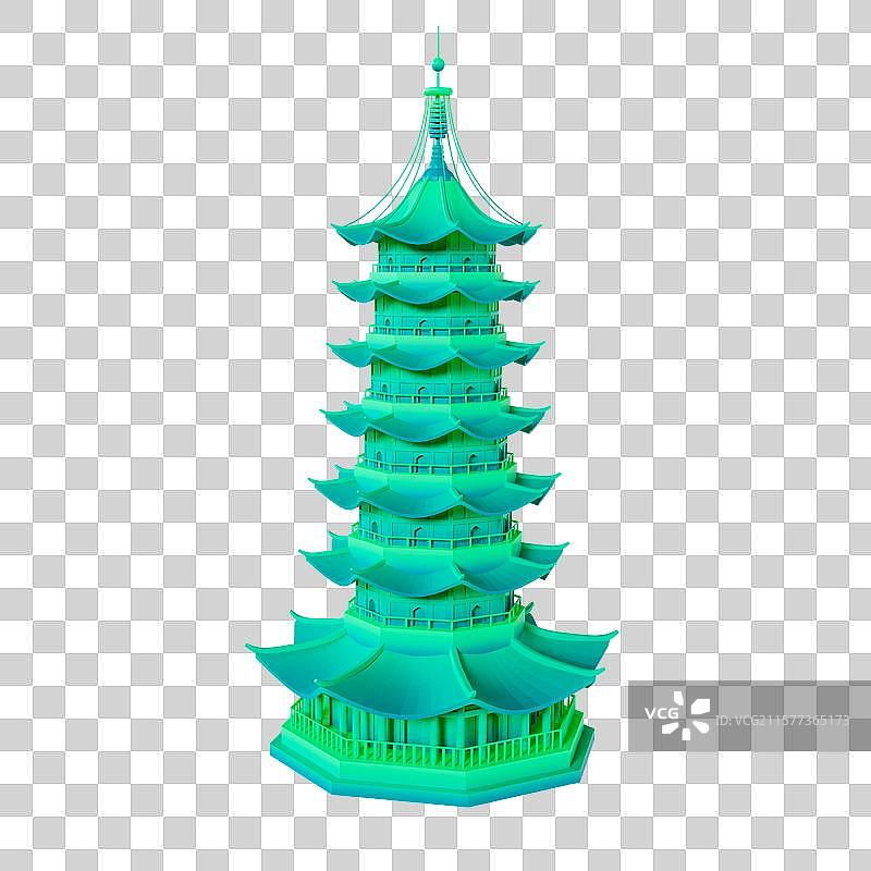 3D立体苏州地标建筑苏州瑞光塔图片素材