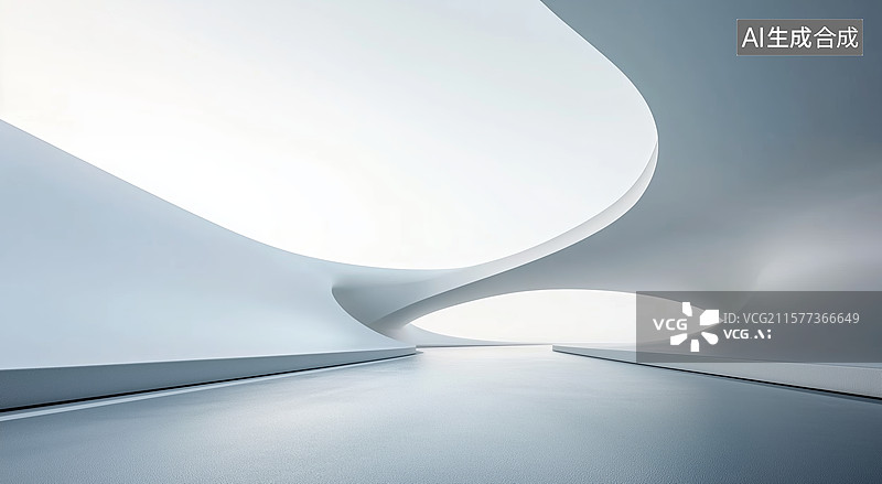 【AI数字艺术】现代建筑内部的流线型设计图片素材