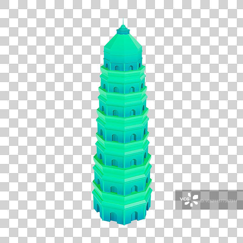 3D立体苏州地标建筑云岩寺塔图片素材