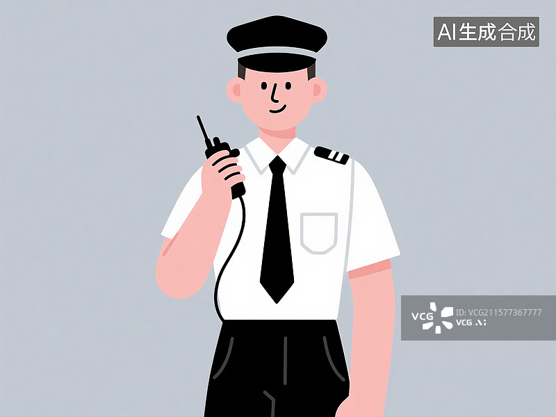 【AI数字艺术】身着制服风格服装的安检人员图片素材