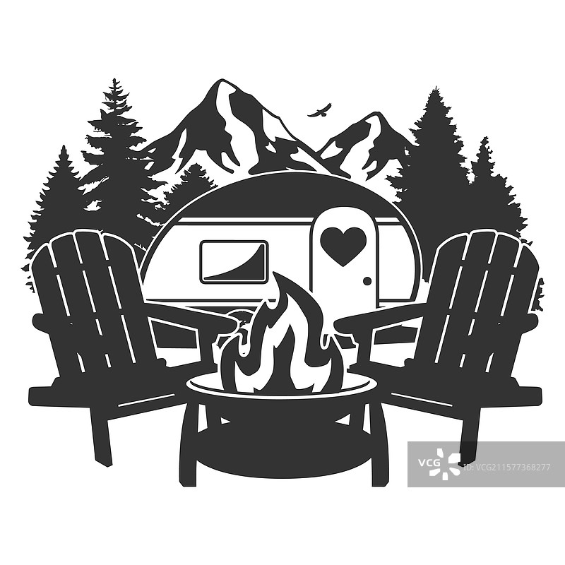 阿迪朗达克椅子露营剪贴画图片素材