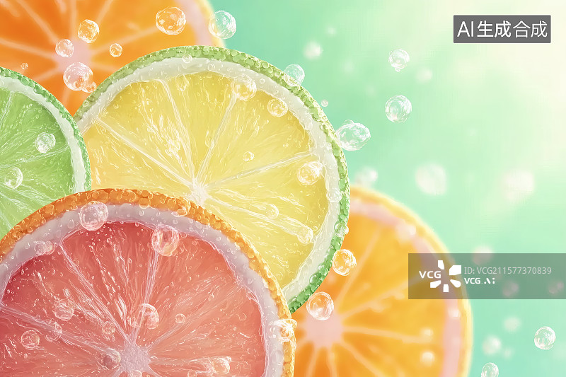 【AI数字艺术】炎炎夏日，柠檬味汽水饮料背景图图片素材