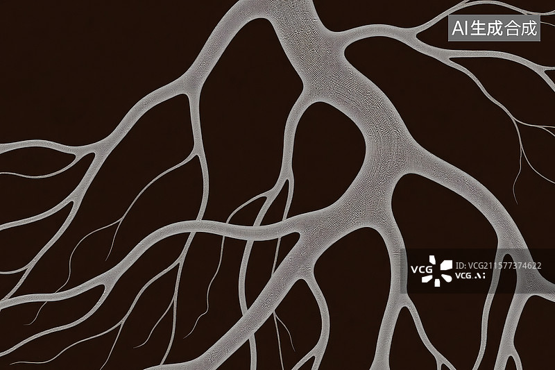 【AI数字艺术】深棕色背景上的灰白色网状结构图片素材
