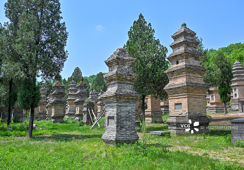 河南省郑州市登封市少室山嵩山少林寺塔林图片素材