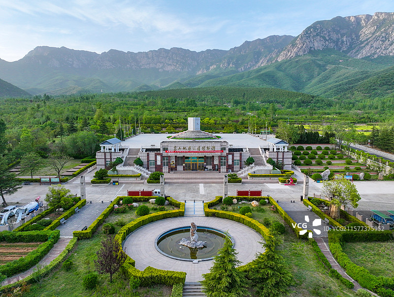 河南省郑州市登封市嵩山太室山风景区嵩阳书院航拍图片素材