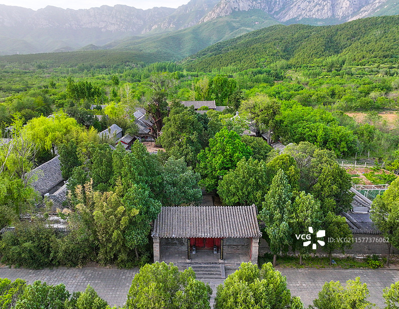 河南省郑州市登封市嵩山太室山风景区嵩阳书院航拍图片素材