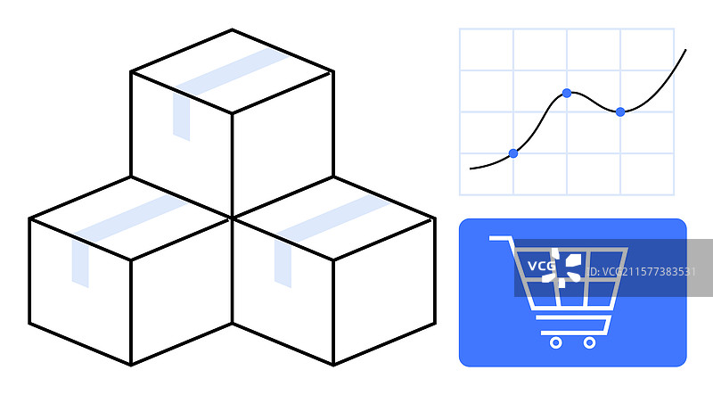 电子商务增长与库存管理购物车图片素材