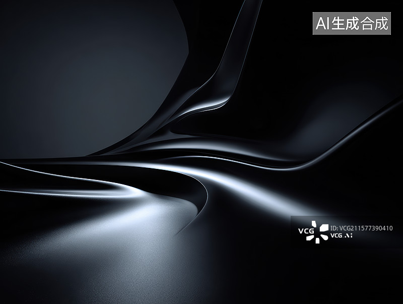 【AI数字艺术】暗调流体曲线抽象背景图片素材