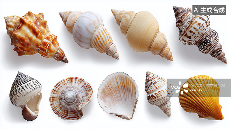 【AI数字艺术】各种样式贝壳图片素材