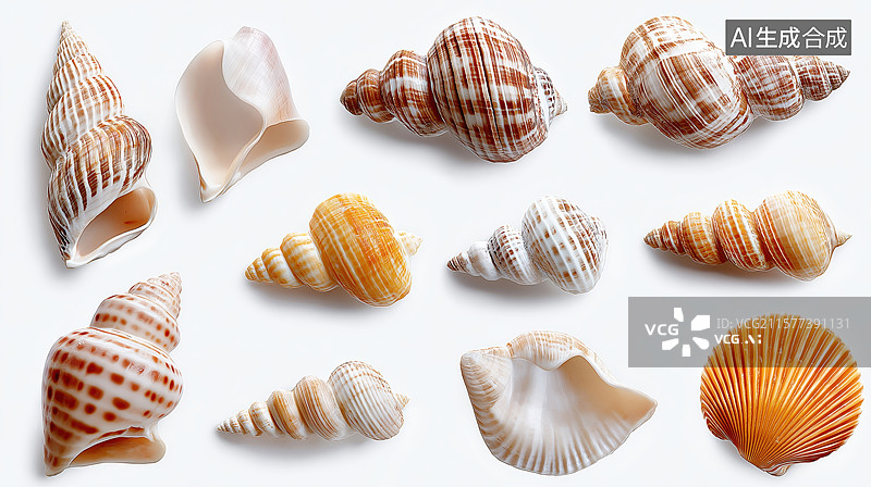 【AI数字艺术】各种样式贝壳图片素材