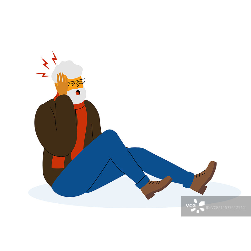 一位白胡子的老年男子正在握着他的图片素材