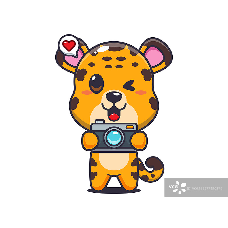 拿着相机的卡通豹子图片素材