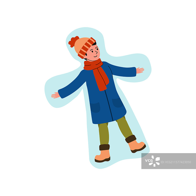 穿着冬季衣物的孩子在享受雪天图片素材