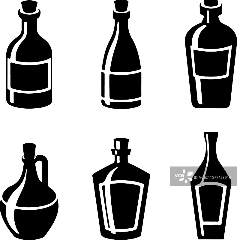 瓶子图标的剪影集合图片素材
