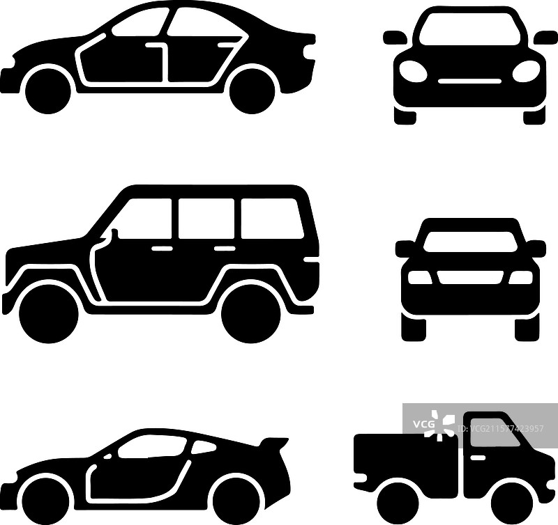 车辆轮廓图标集图片素材