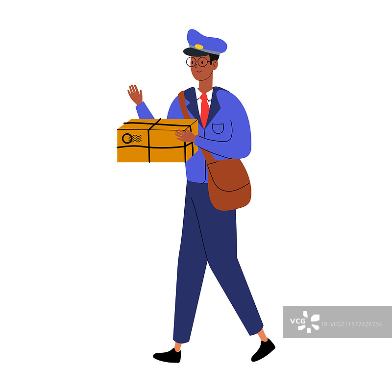 邮递员在递送包裹时打招呼图片素材