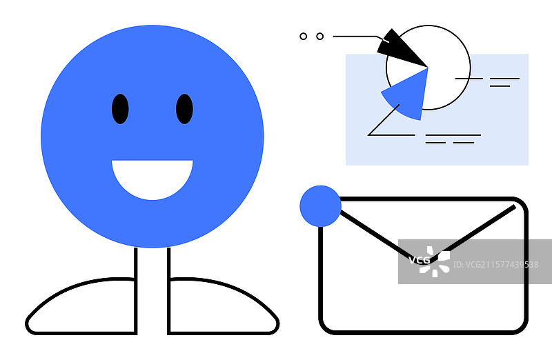 微笑的角色与邮件信封图片素材