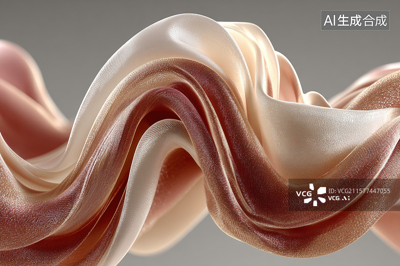 【AI数字艺术】裸色丝绸般流动的抽象曲面结构图片素材