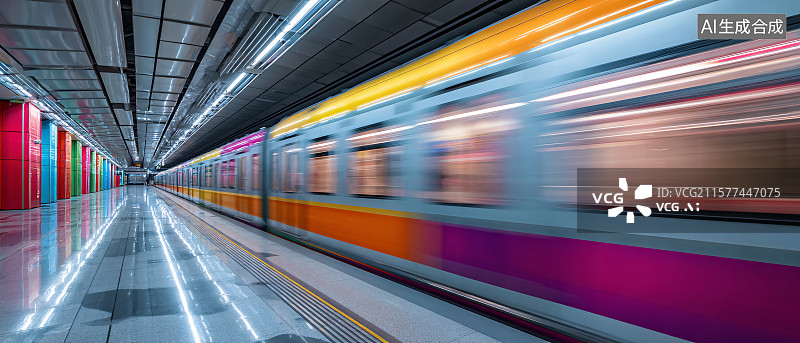 【AI数字艺术】疾驰的地铁图片素材