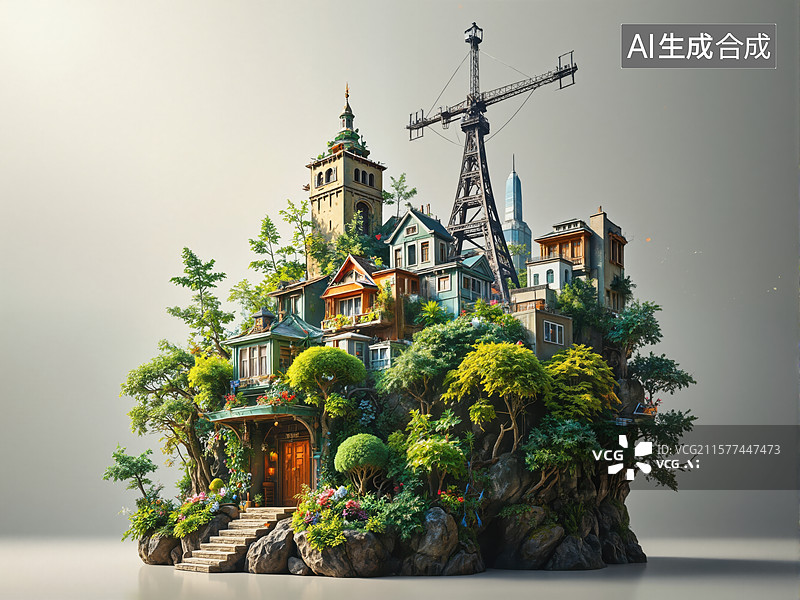 【AI数字艺术】梦幻岛屿奇景图片素材