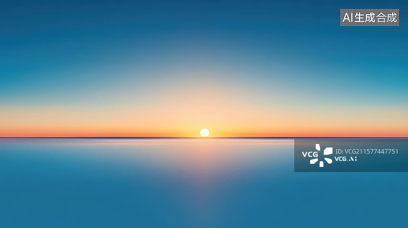 【AI数字艺术】日出海面，渐变色彩图片素材