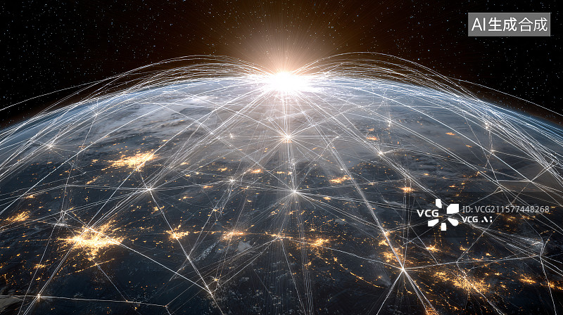 【AI数字艺术】全球互联互通的未来图片素材