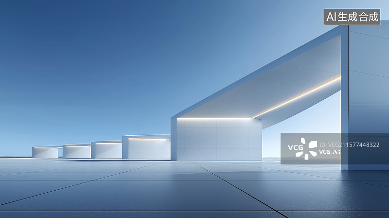 【AI数字艺术】汽车广告背景图——现代风格极简建筑与广场图片素材