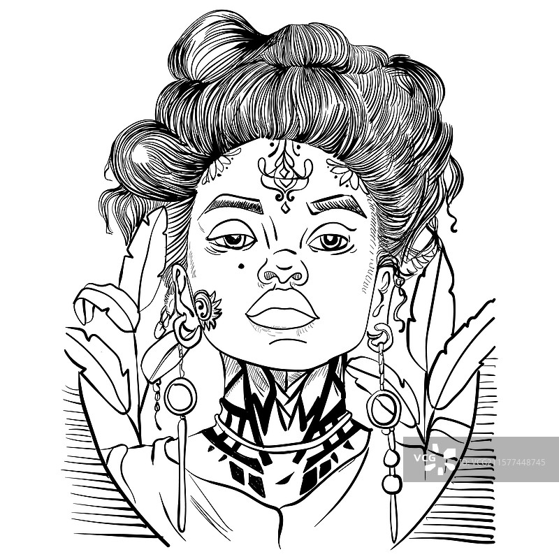 手绘美国女孩图片素材