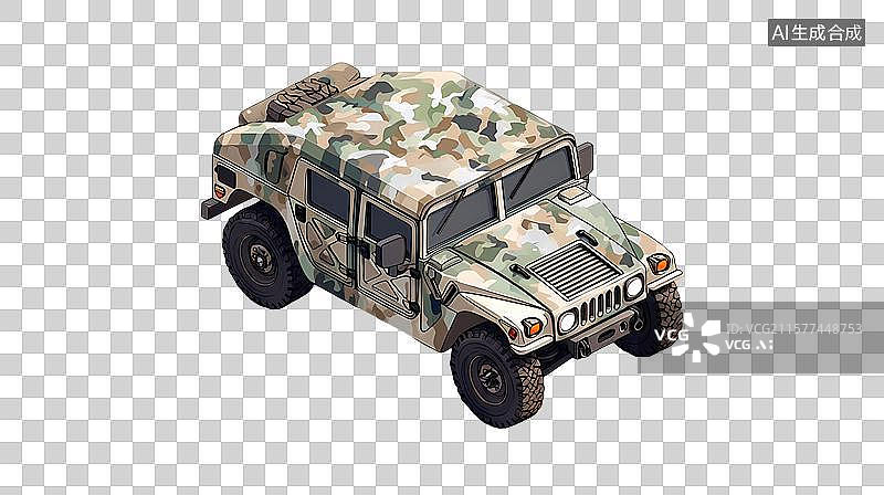 【AI数字艺术】迷彩军用越野车图片素材