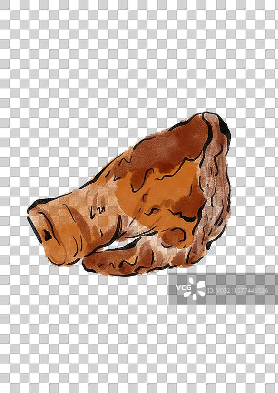 水墨风潍坊美食插画元素-烧肉图片素材