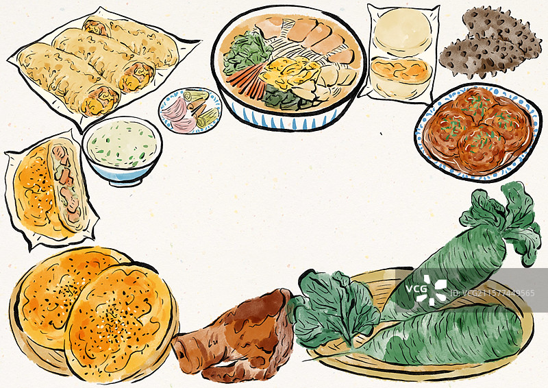 水墨风潍坊美食插画图片素材