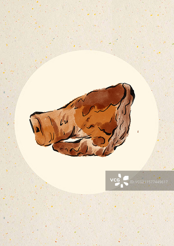 水墨风潍坊美食插画-烧肉图片素材