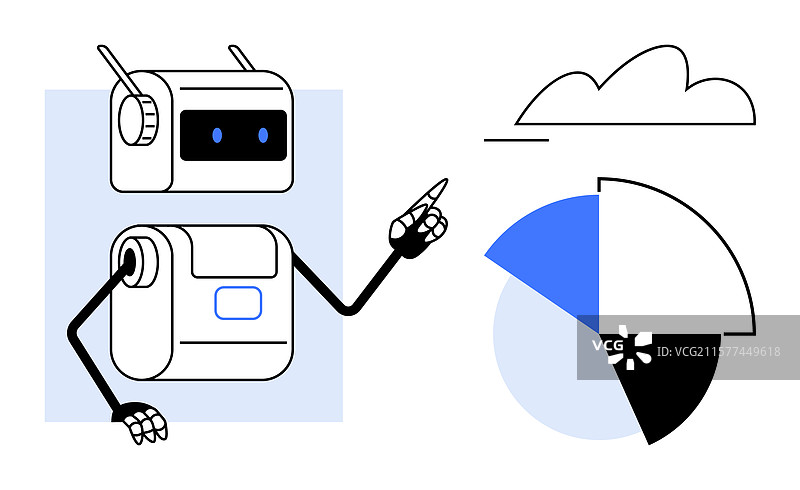 机器人指向带有云的数据可视化图表图片素材