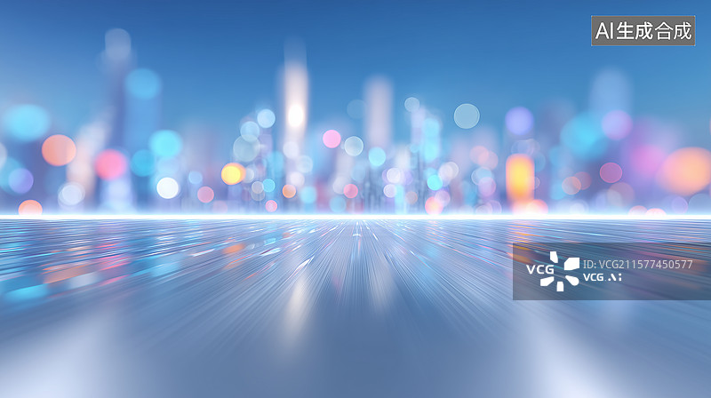 【AI数字艺术】城市夜景科技感背景插画图片素材